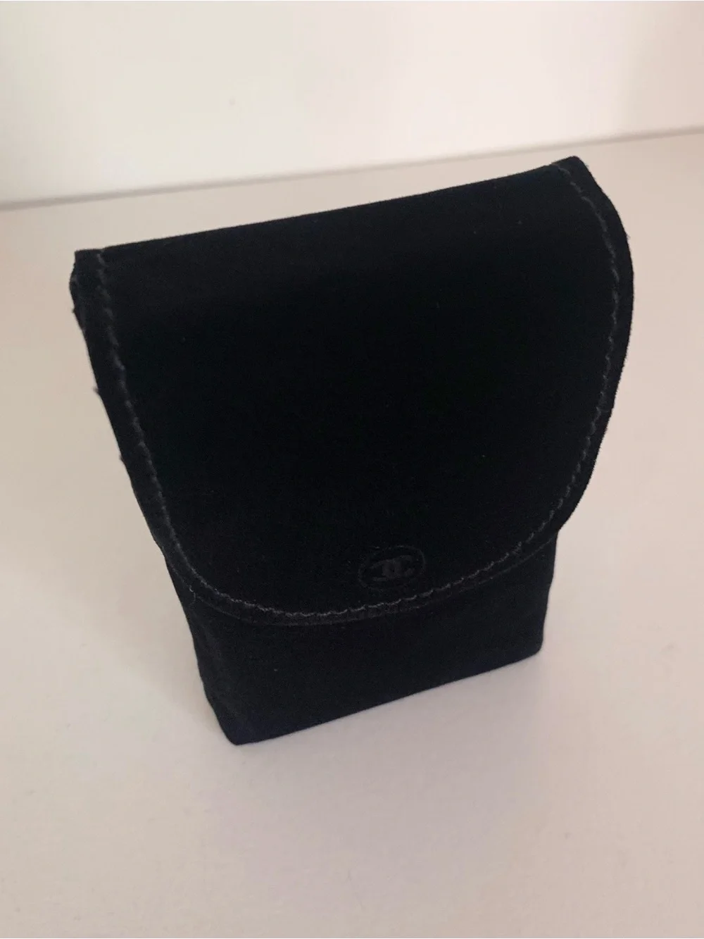 Chanel black velvet pouch case